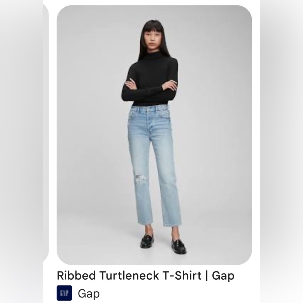 GAP black ribbed turtleneck t-shirt size XL